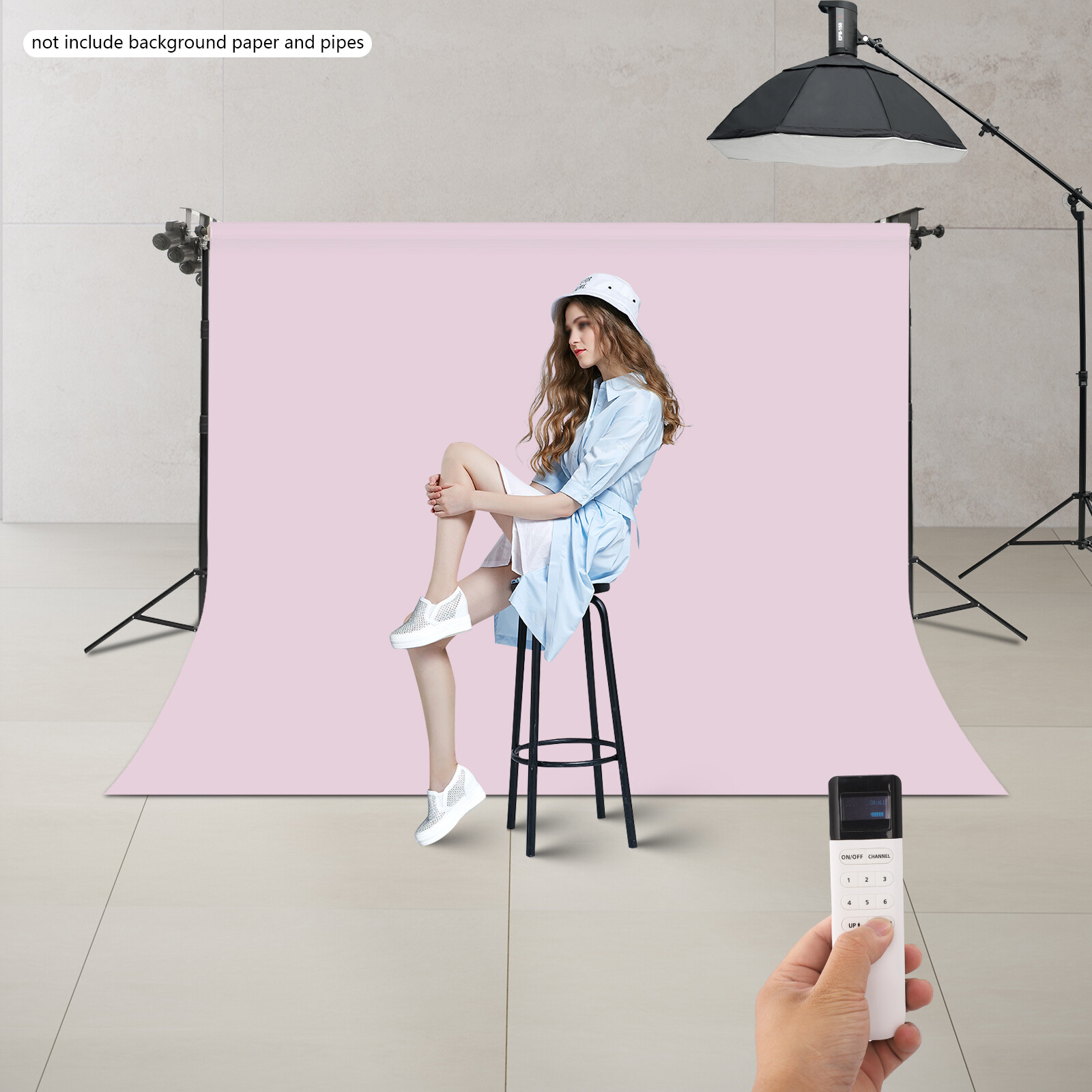 4 Roller Electric Photography Backdrop Mechanism Rack Wall Mount/Stand w/Remote