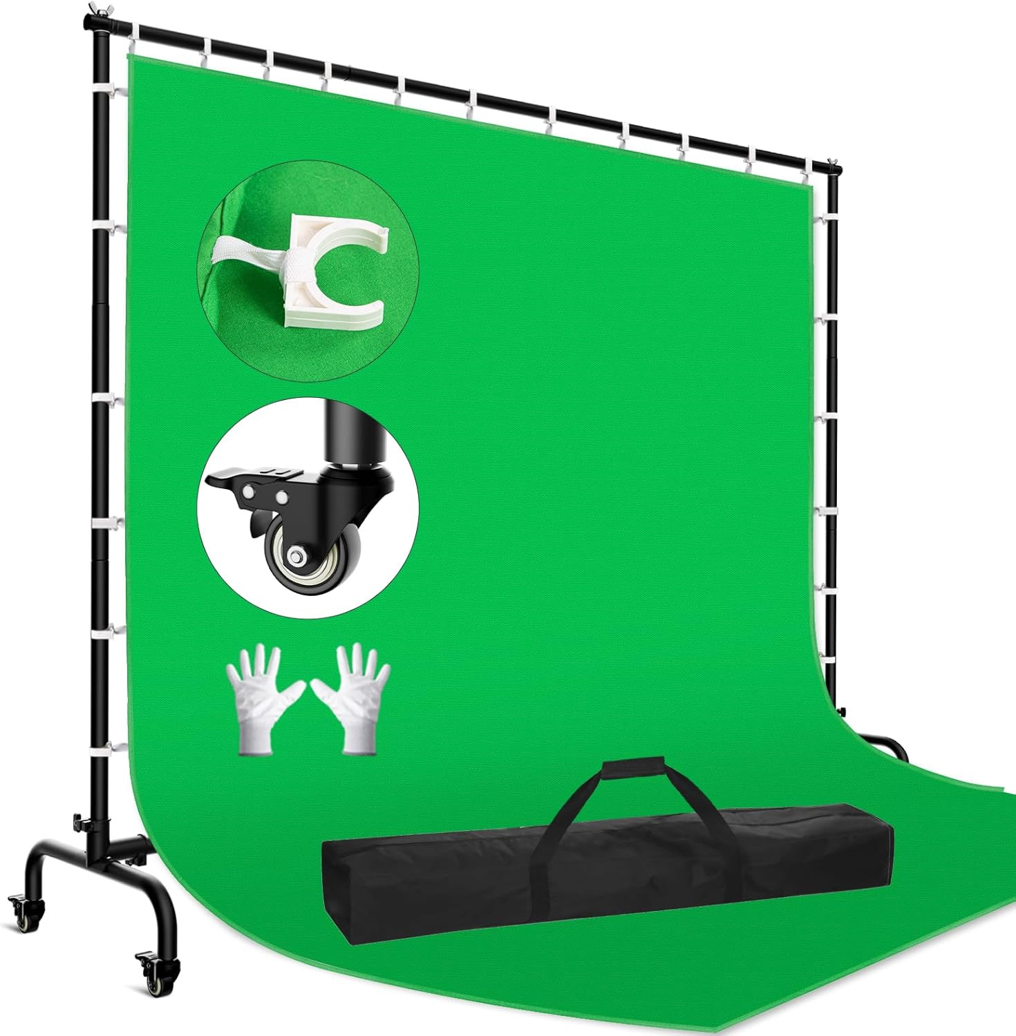 9.5X9.5Ft Large Green Screen Backdrop Kit, Greenscreen Back Drop with 7X10Ft Mov