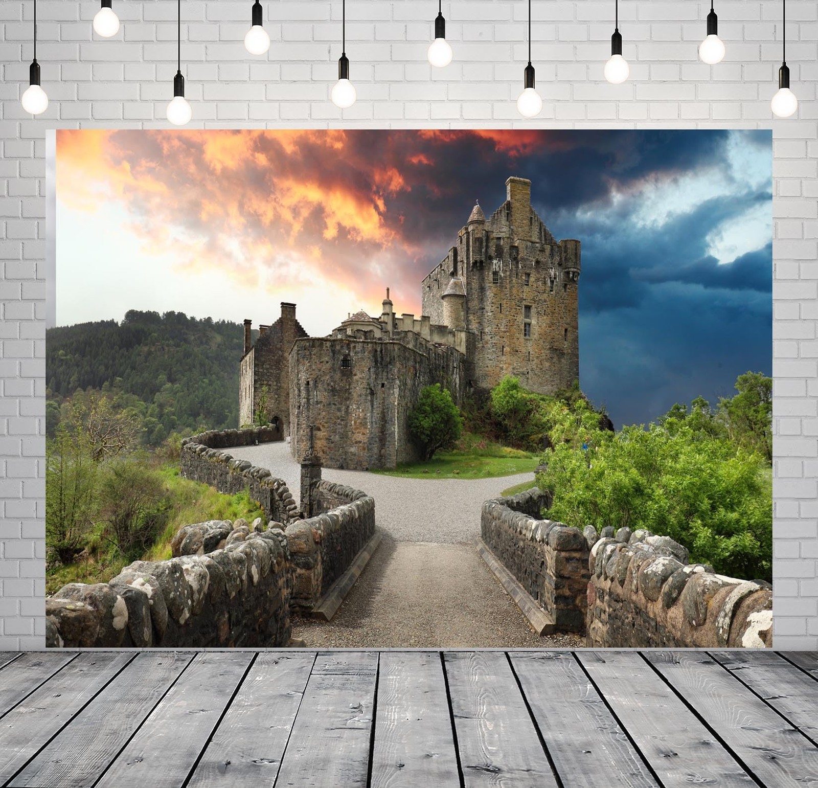 7x5ft Fabric Scotland Medieval Castle Backdrop Ancient Gothic Castle Old Ston…