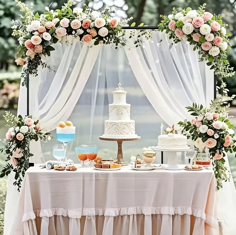 Adjustable Table Arch Stand with Clamps, Metal Backdrop Frame for Wedding & Part