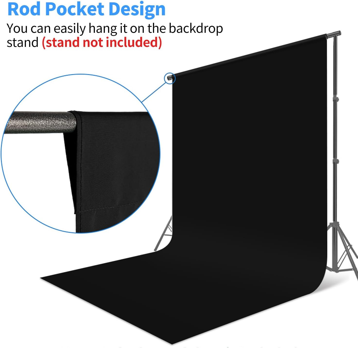 Black Photography Backdrop 5×6.5ft Polyester Cloth for Photoshoot Video Studio