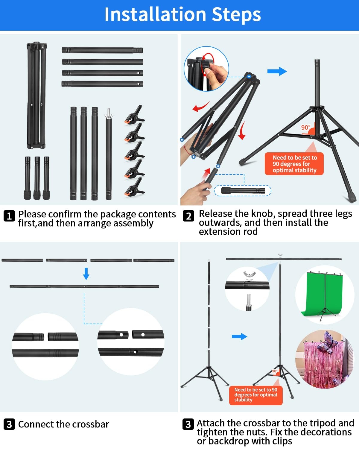 Hemmotop 7x5ft HxW TShape Photo Backdrop Stand, Portable Green Screen Stand O…