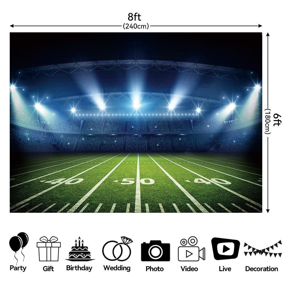 8x6ft Night Spotlight Football Stadium Bowl Field Photography Backdrop