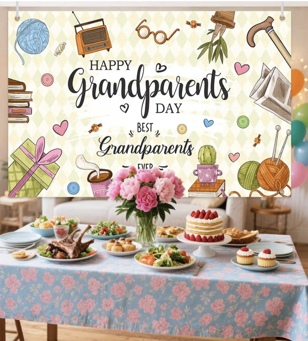 Happy Grandparents Day Banner – Extra Large, Back Ground Retro 5.9 X 3.6 Ft