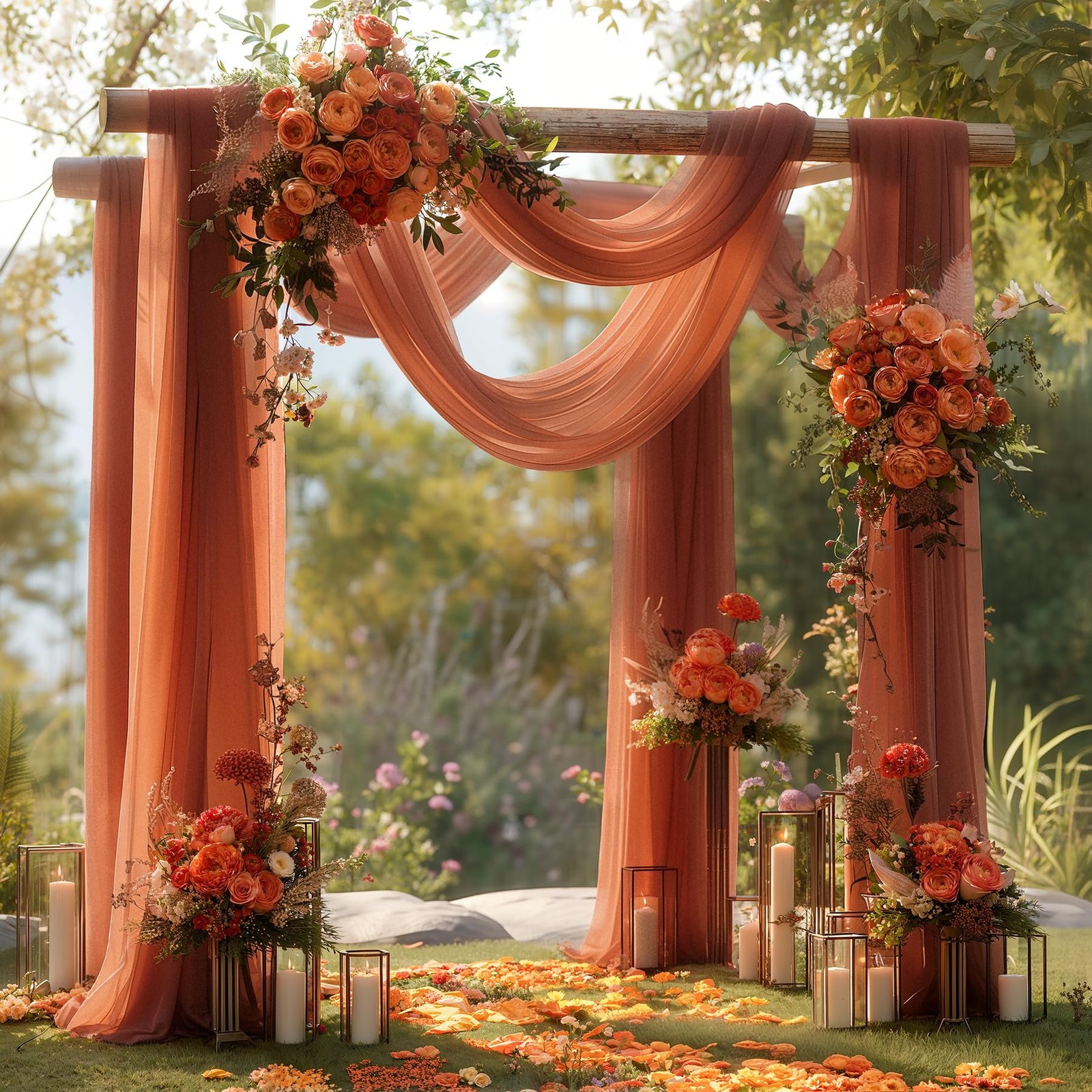 Terracotta 2 Panels 30 Inch x 20 Ft Sheer Wedding Arch Draping Fabrics