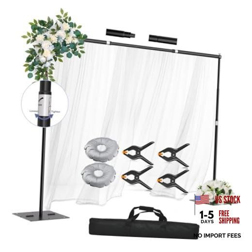 Heavy Duty Backdrop Stand Adjustable Photo Background Support 10x10ft Black