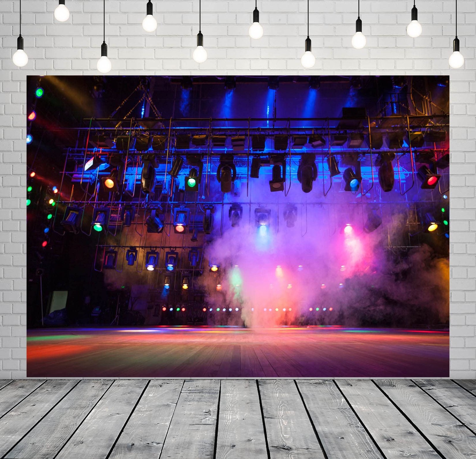 7X5Ft Fabric Music Concert Stage Backdrop for Photography Stage Spotlights Music