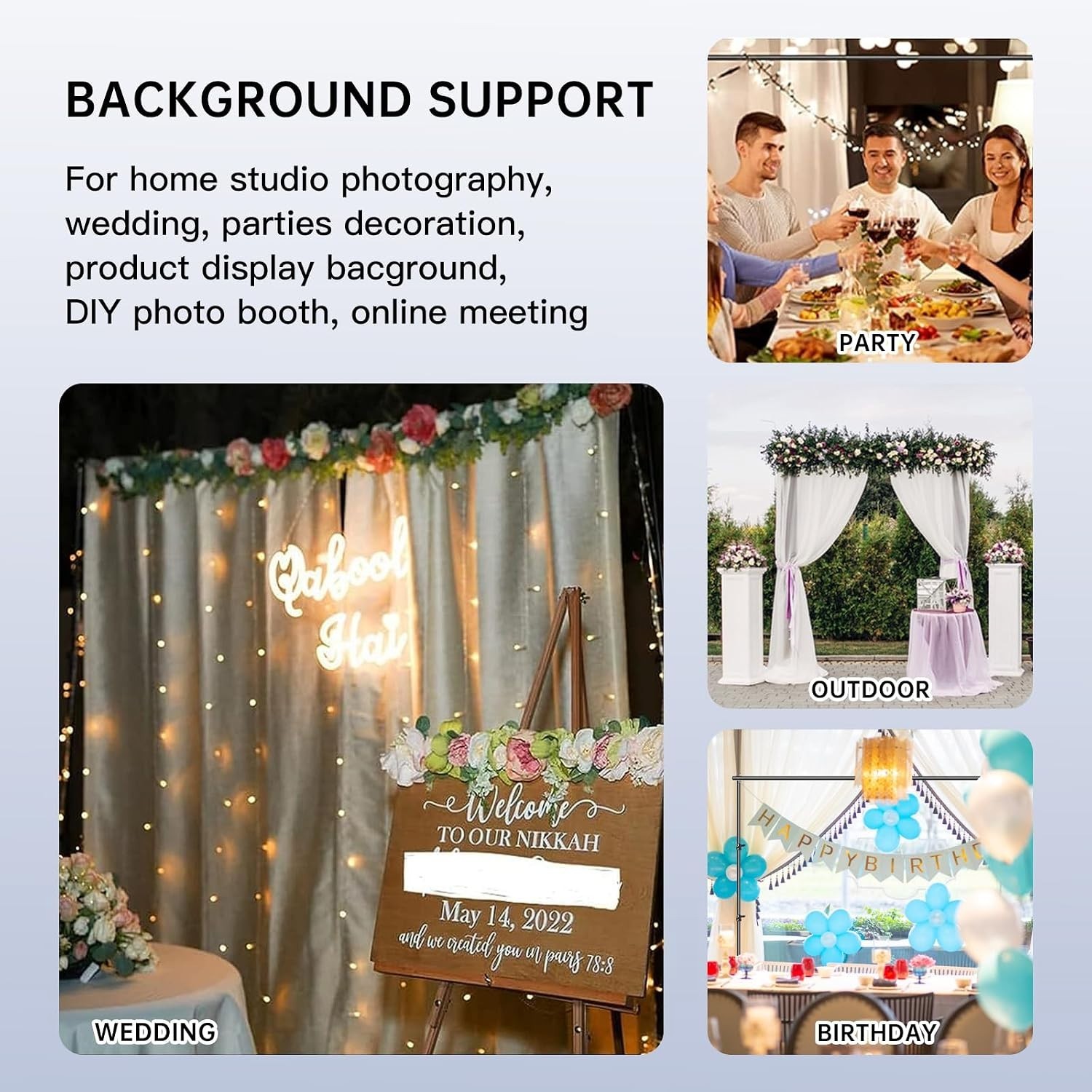 Lightweight and Sturdy 7.5FT x 10FT Backdrop Stand Kit for Photos and Events