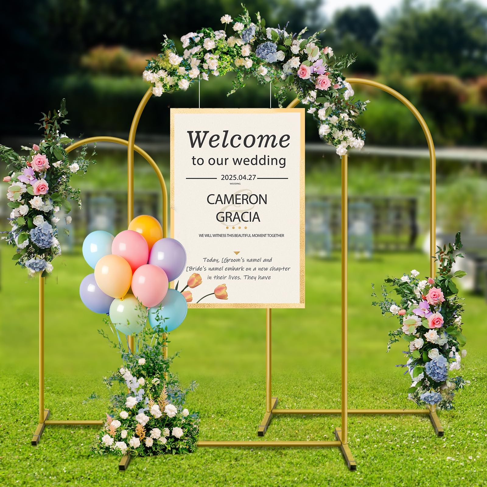 Metal Arch Backdrop Stand, Set of 3 (6/6.6/7.2 ft) Wedding Arched Frame with …