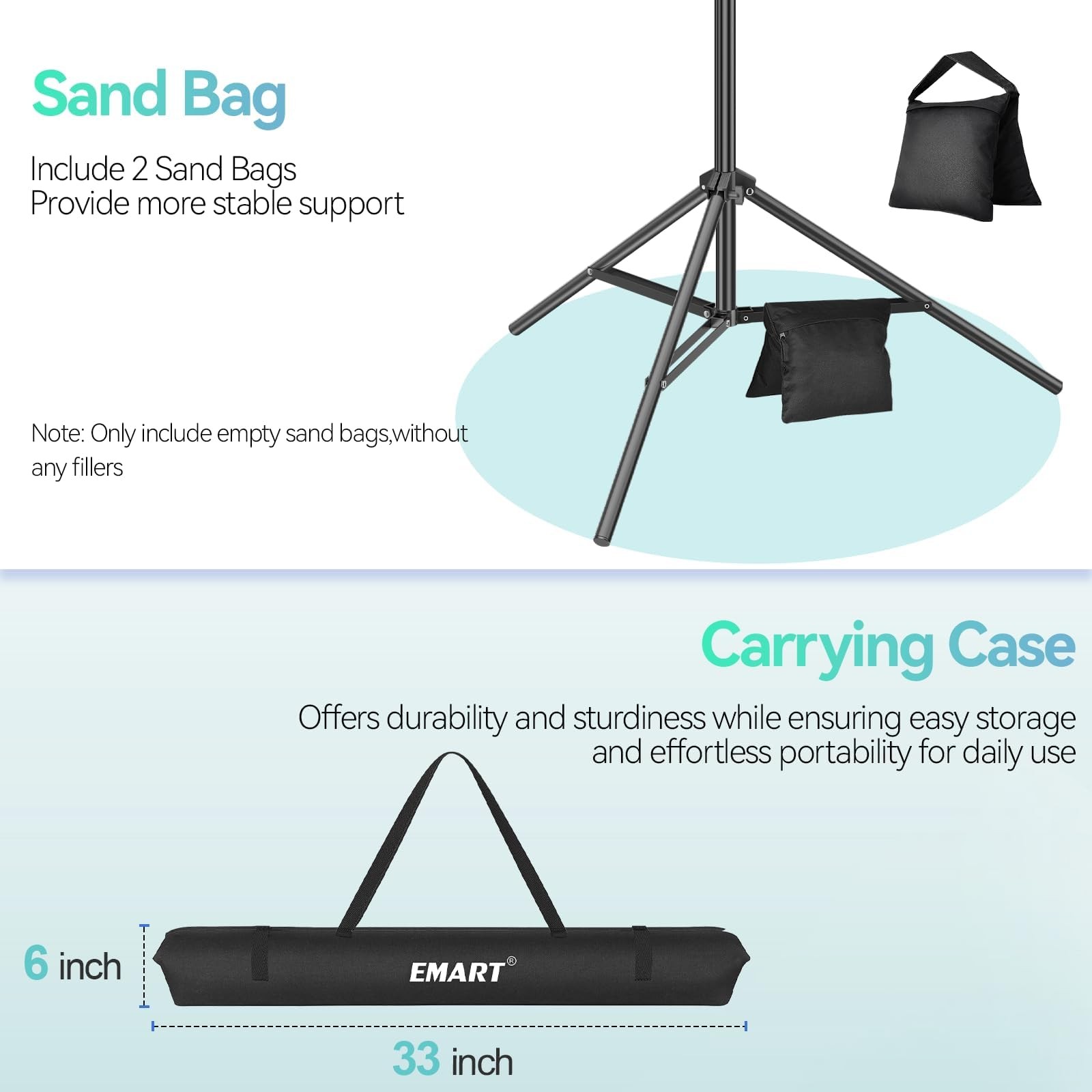 Portable Photography Backdrop Stand Kit 7 x 10 ft with 6 x 9 ft White Backdro…