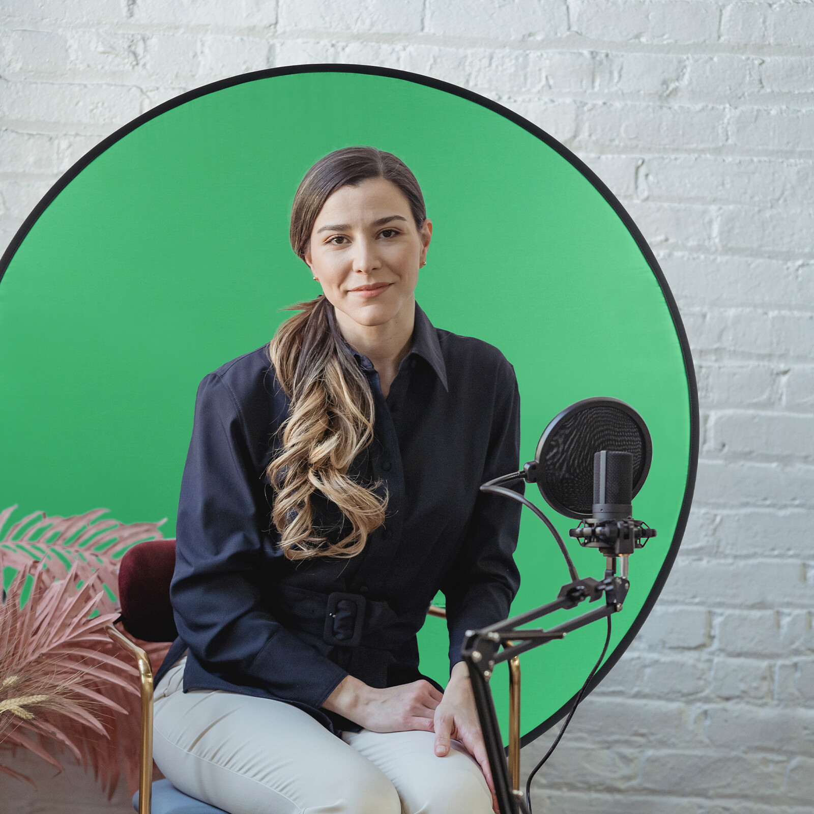59″ Green Screen Backdrop Collapsible Round Background For Chair Studio Photo