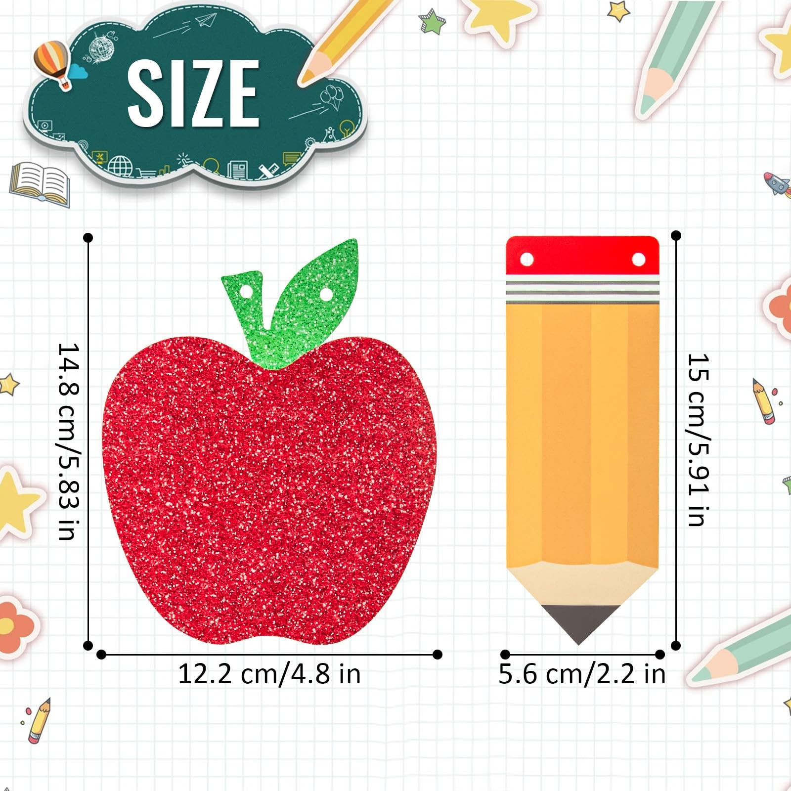 2 Pcs Pencil Apple Banner for Back to School Decorations Sign Garland, First …