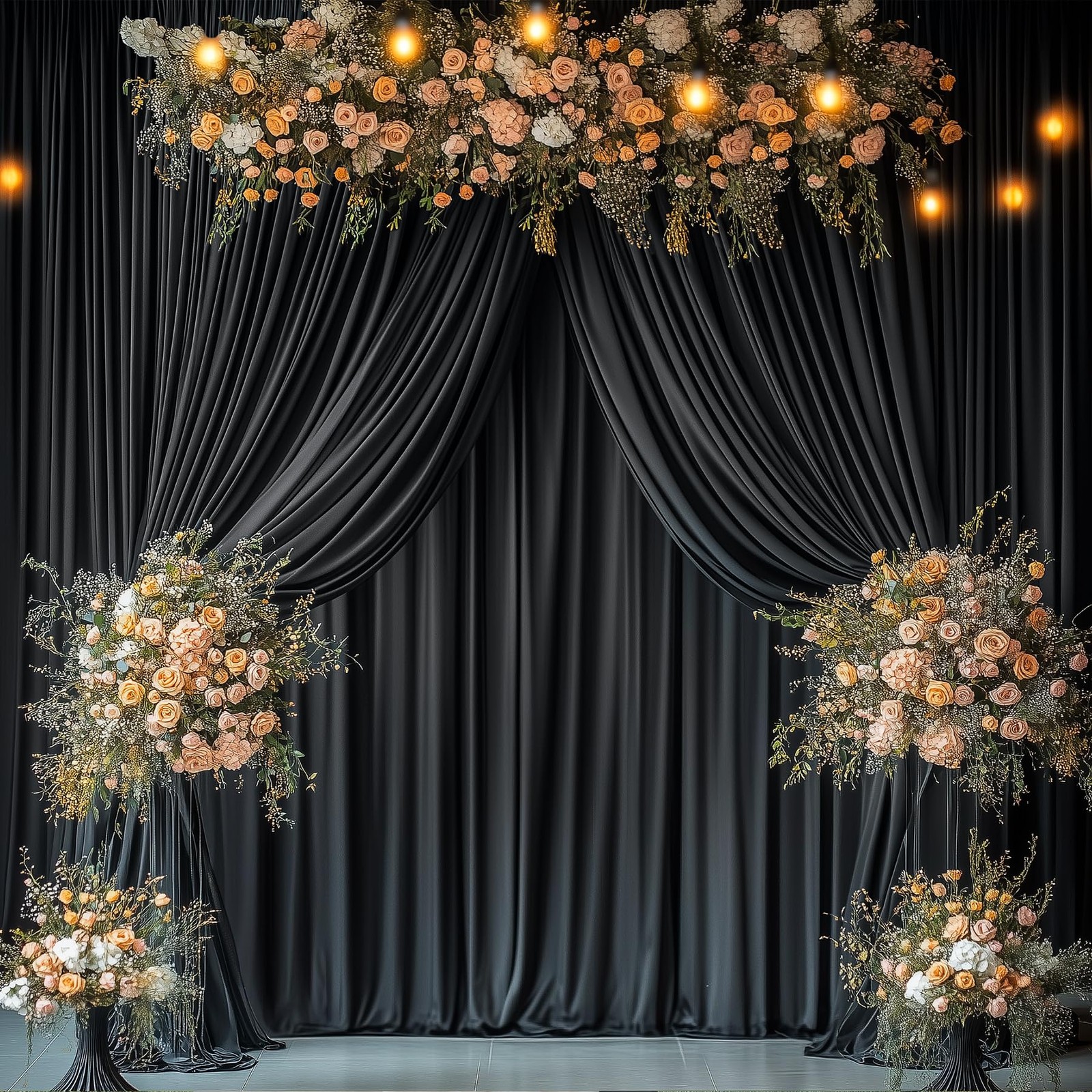 30ft x 10ft Wrinkle Free Black Backdrop Curtain for Parties, 6 Panels 5X10ft …