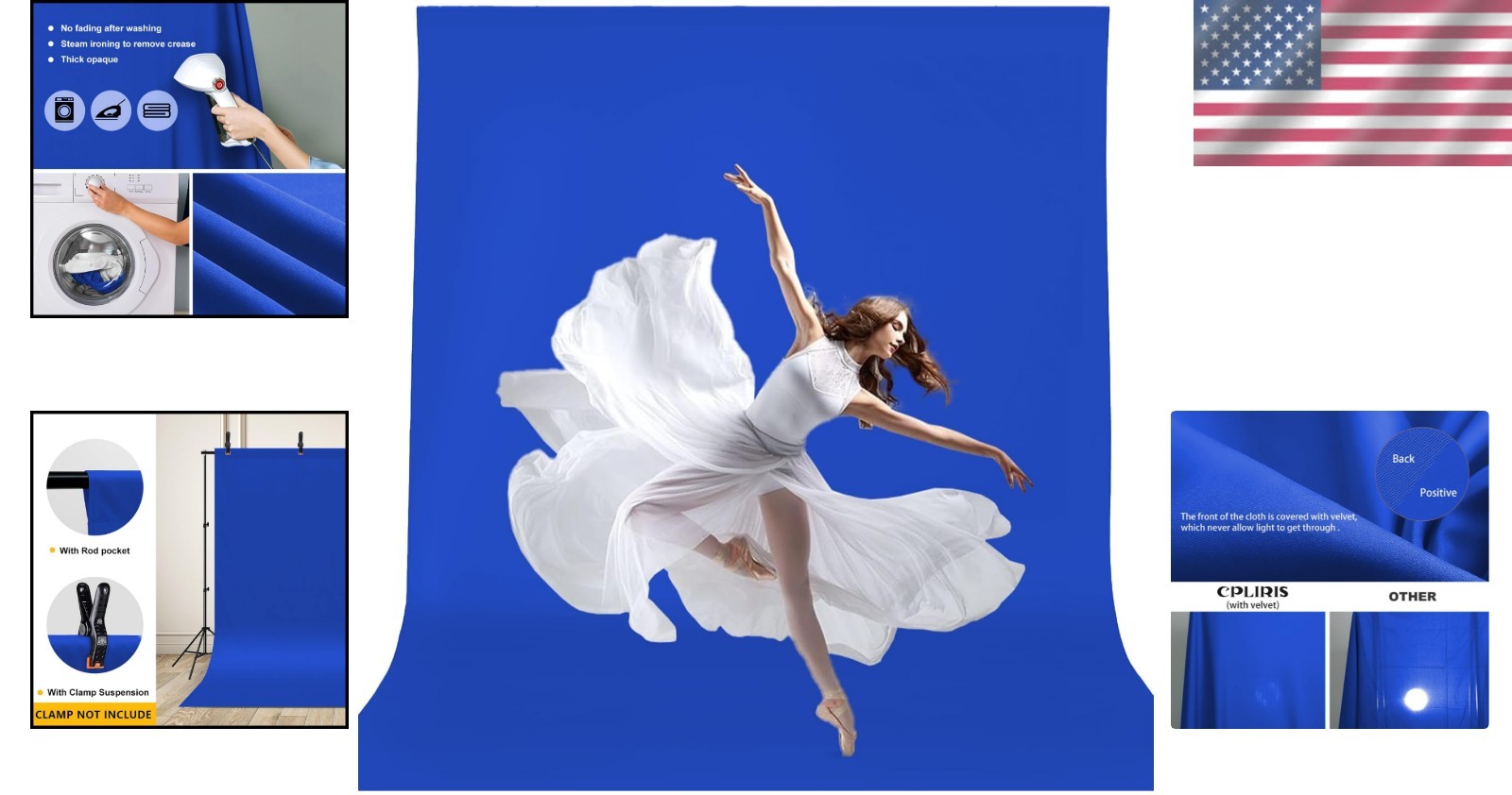 Professional 10x12ft Royal Blue Backdrop – Easy to Clean & Wrinkle-Resistant