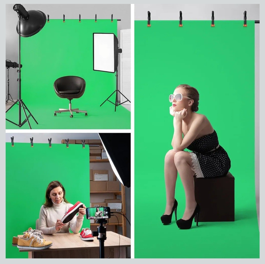 Forlogic Green Screen Backdrop Kit with Stand, 8×7.2ft Portable GreenScreen…