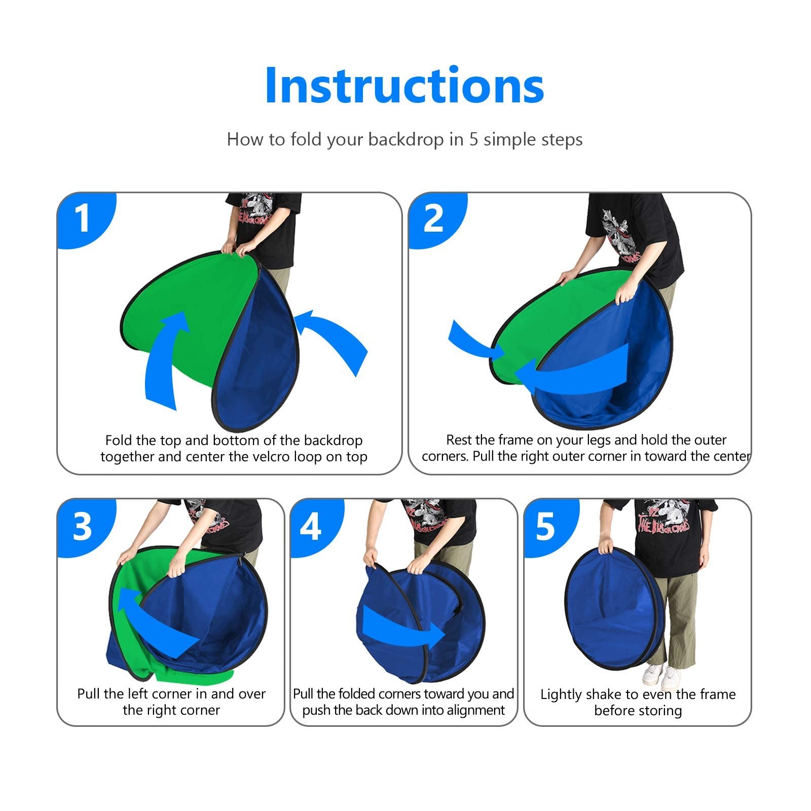 5×6.5ft Pop Up Green Screen, 2-in-1 Blue & Green Collapsible Chroma Key Backd…