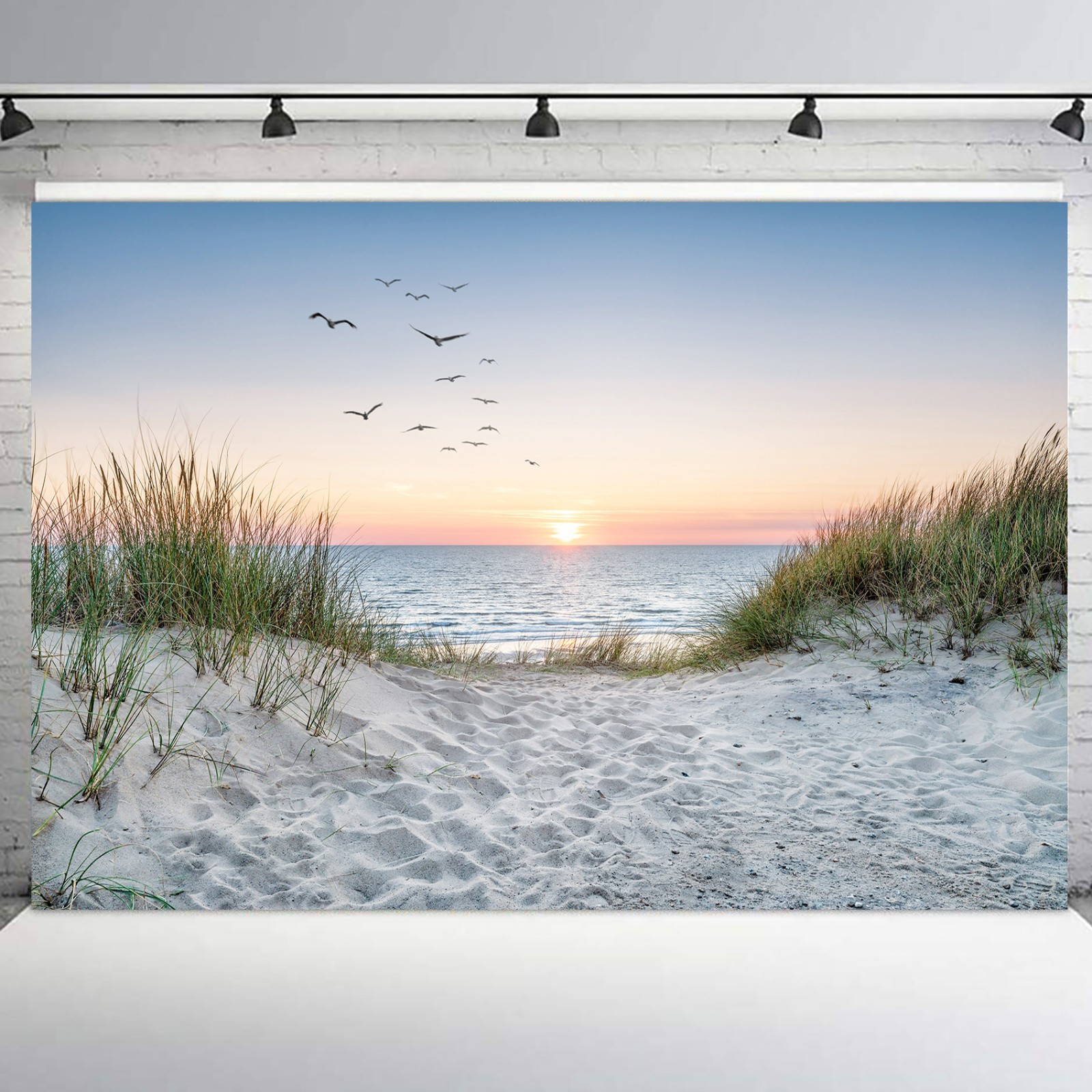 10x8ft Sunset Beach Backdrop Tropical Seaside Sunset Background for Photography