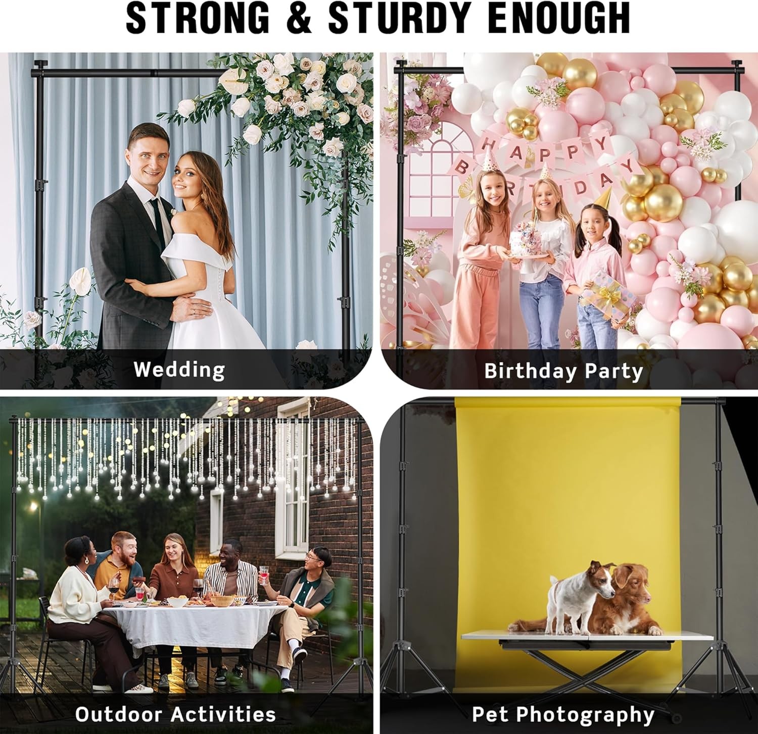 Telescopic Background Stand Backdrop Support Display With Sandbags Spring Clamps
