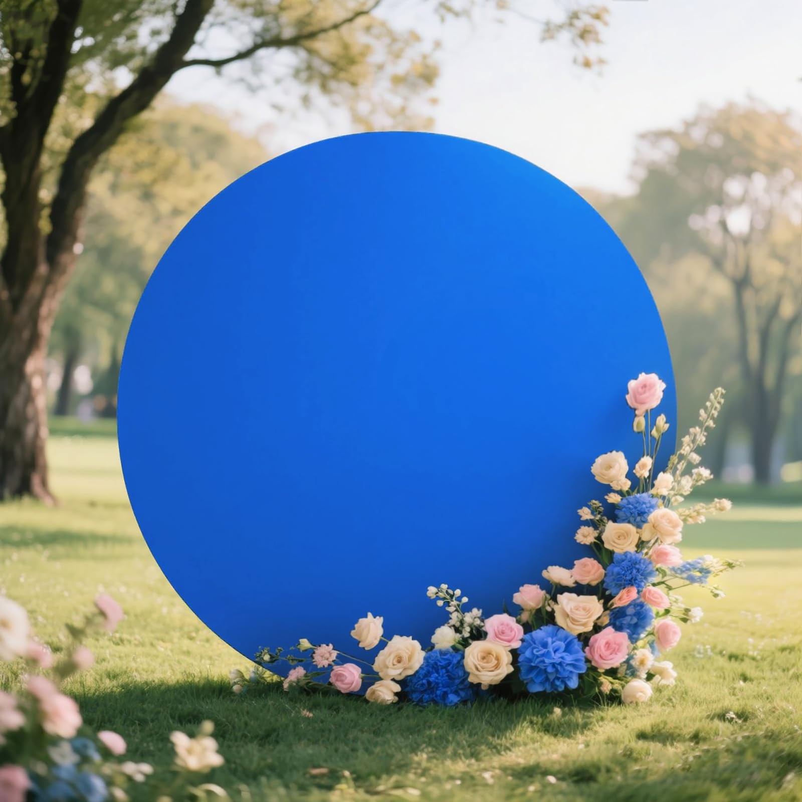 7.2FT Royal Blue Round Backdrop Cover for Wedding,Circle Balloon Arch Backgou…