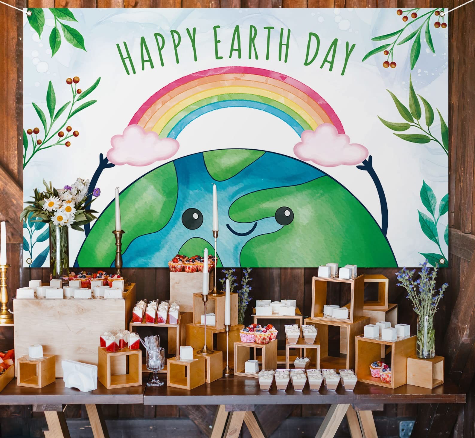 Vohado Earth Day Photo Booth Backdrop April 22 Travel Themed One Size, Green