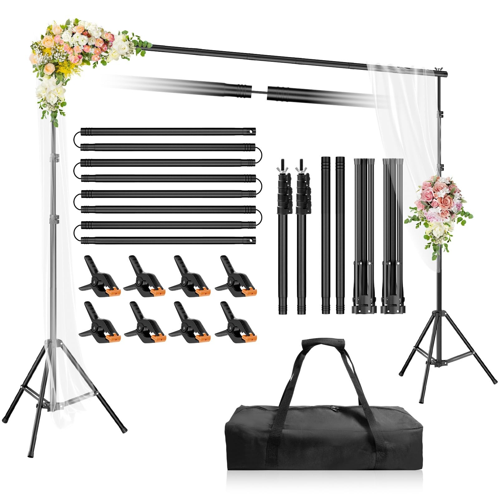 Backdrop Stand 10x7ft(WxH), Photo Studio Adjustable Background Stand Accessories