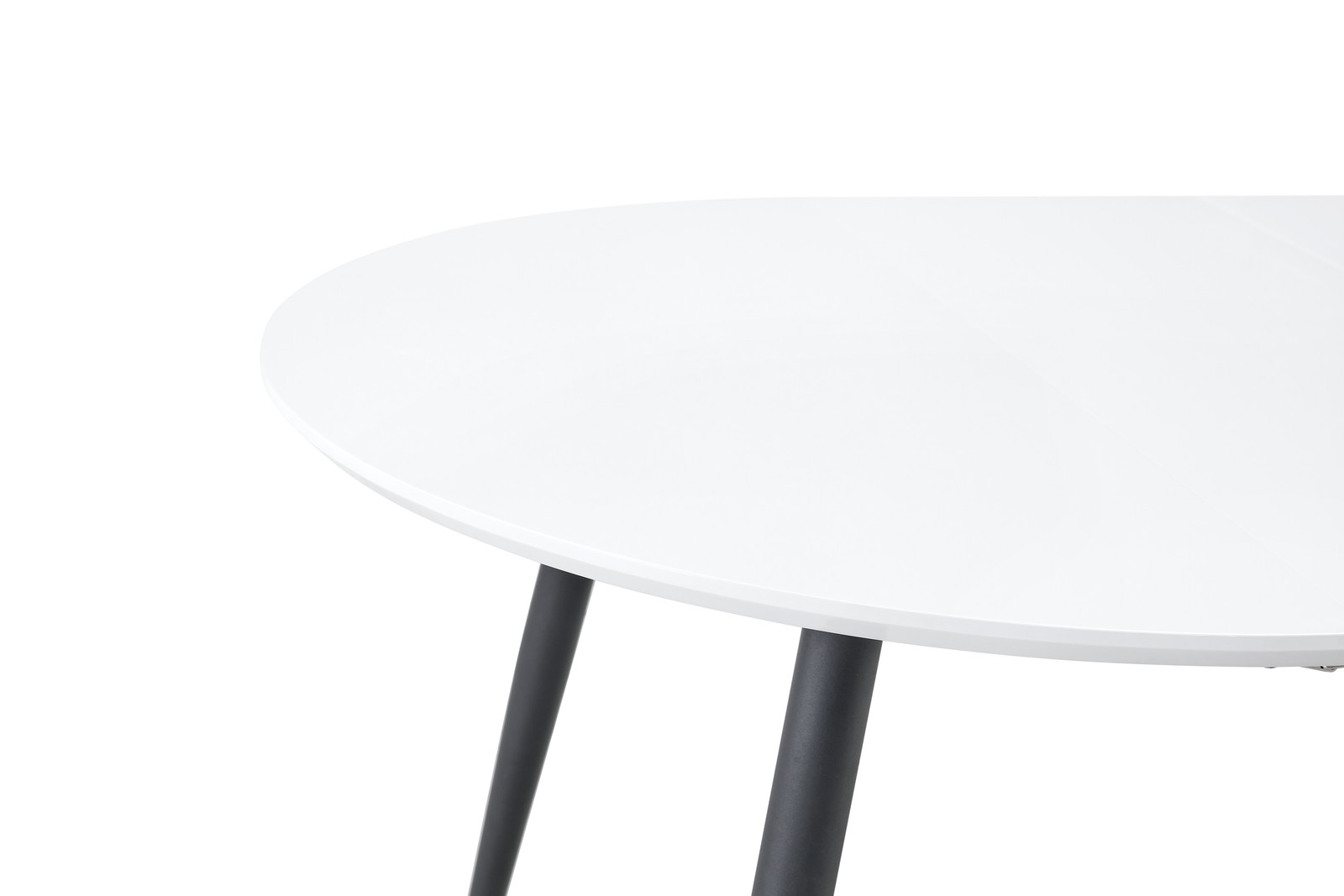 White MDF Extendable Round Dining Table with Black Metal Legs