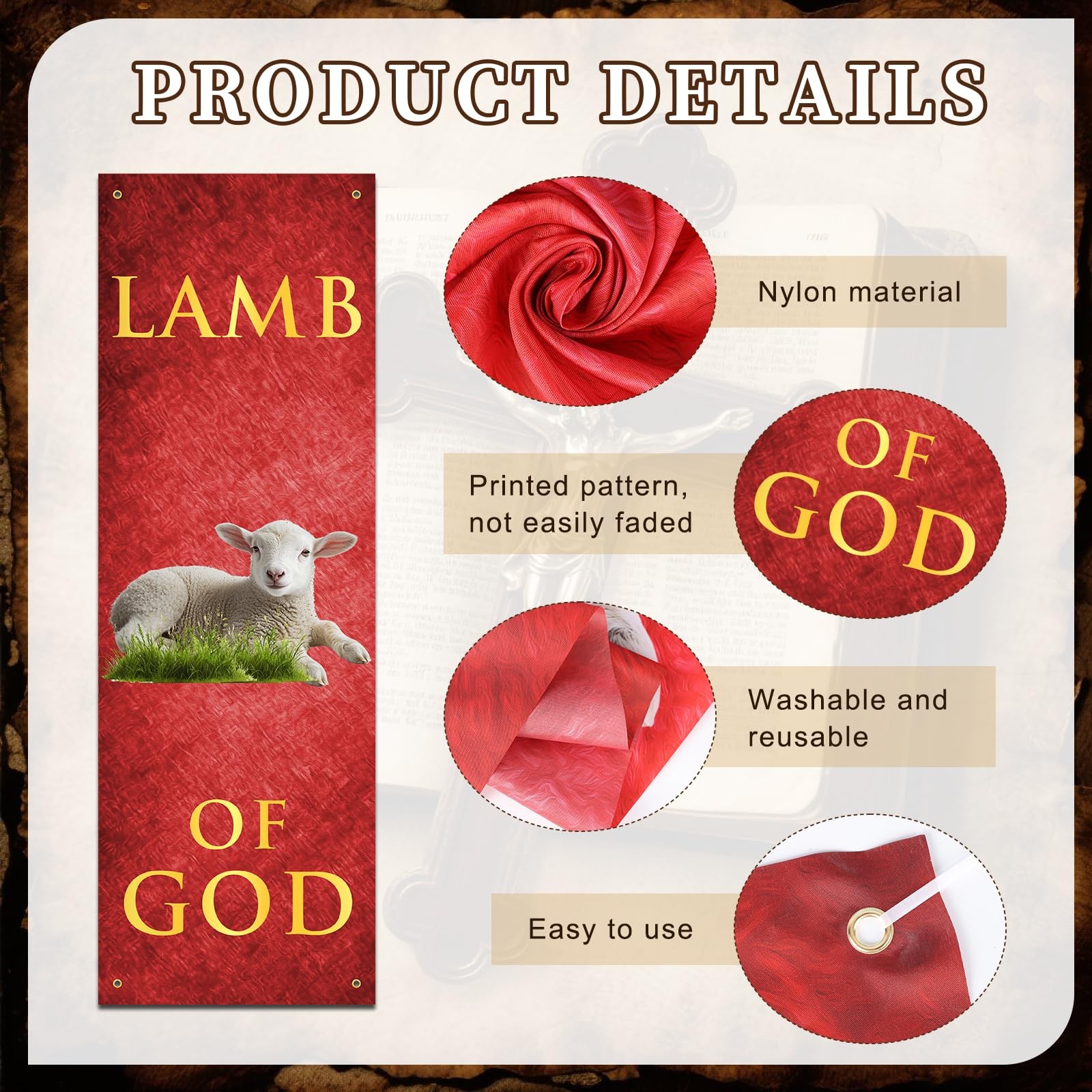 4PCS Church Banners for Sanctuary Wall Worship Scripture Christmas Banner Lio…
