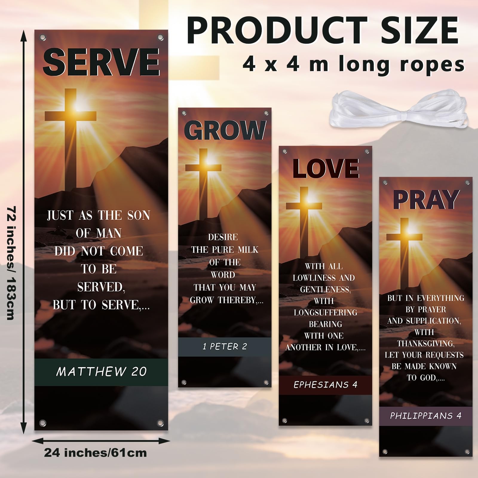 4Pcs Easter Church Banners for Sanctuary Wall Welcome Religious Banner Easter…