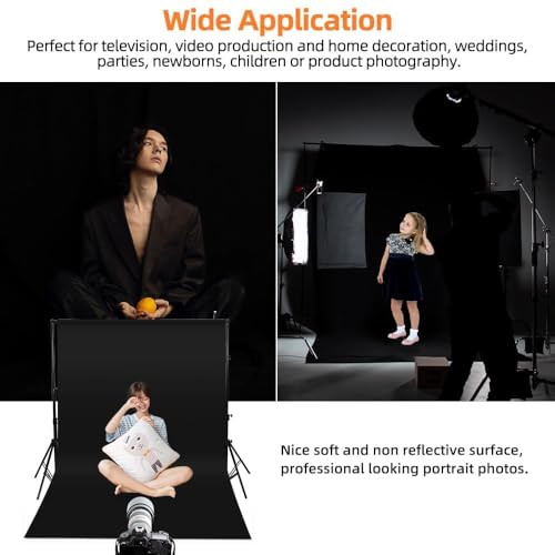 Black Background for Photography, Small Black Photo Backdrop 5×6.5ft