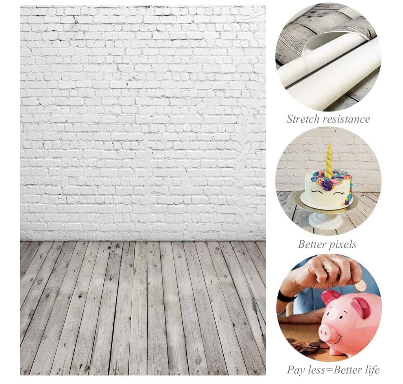 5X7ft White Brick Wall Photography Must Have Vinyl Backdrop Advertising DIY