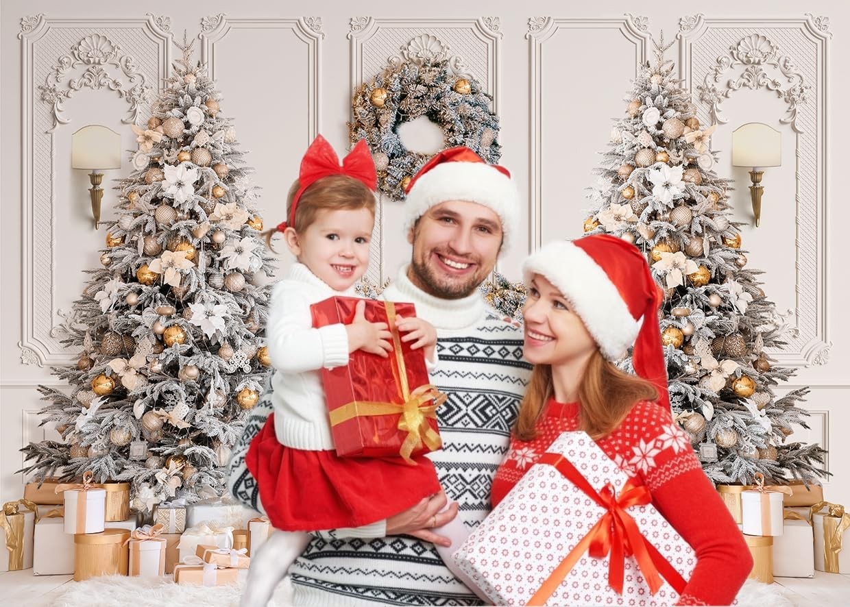 XEYSM 7x5ft Christmas Interior Photography Backdrop White 7x5ft,