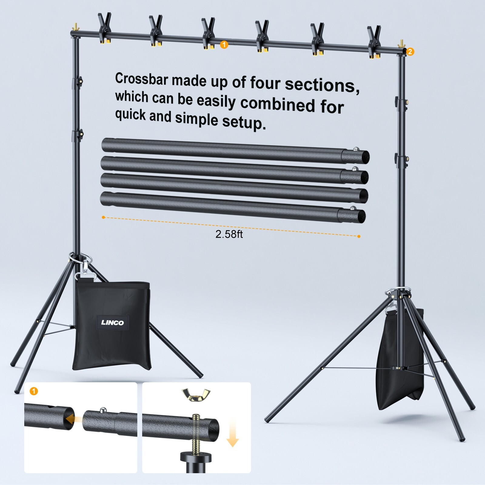LINCO Backdrop Stand for Parties Kit 10×7 ft Studio Background Support System