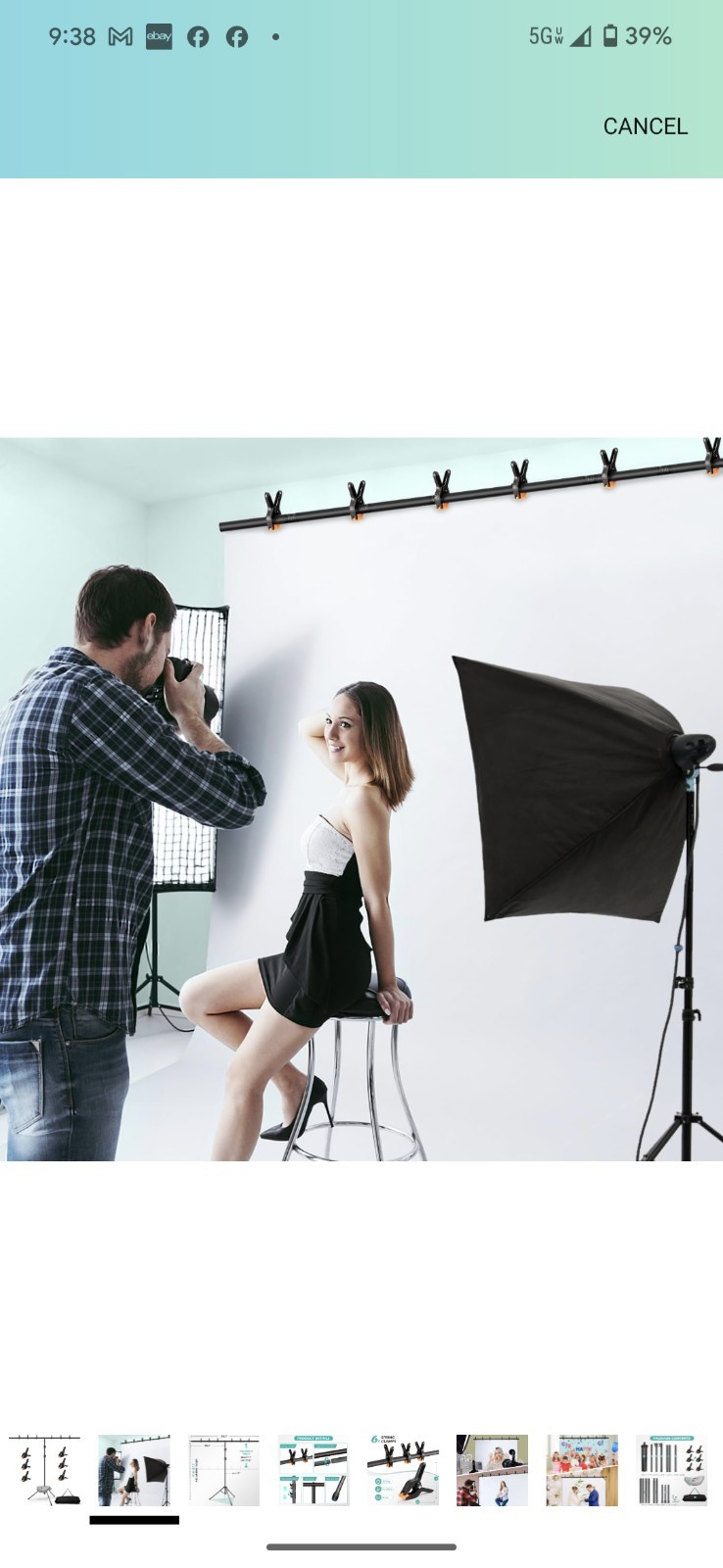 T-Shape Backdrop Stand Kit – 8 x 5.3ft Adjustable Photo Backdrop Stand -…