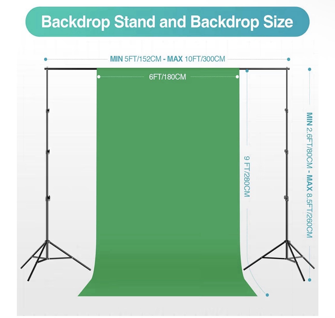 EMART 8.5 x 10 ft Backdrop Support System, Professional Photography Lighting Kit
