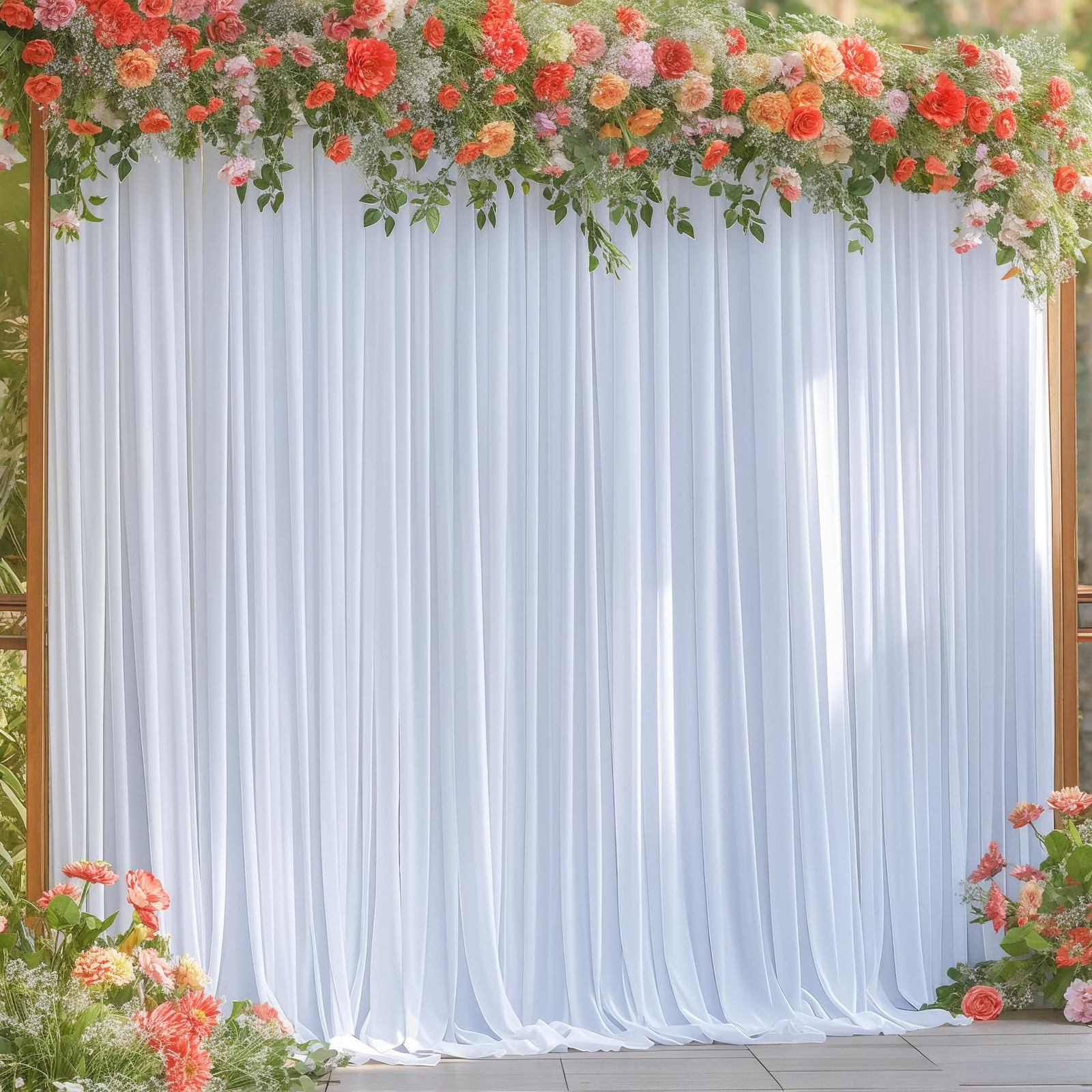 40x10FT White Backdrop Curtains for Wedding W4′ x H10′(10 Panels),