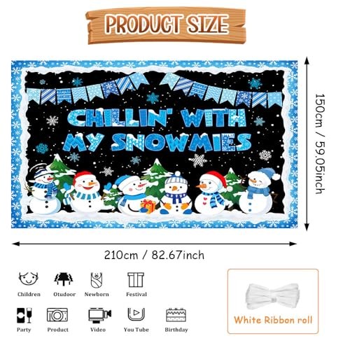 Winter Snowman Chillin’ with My Snowmies Banner Winter Christmas 7x5ft