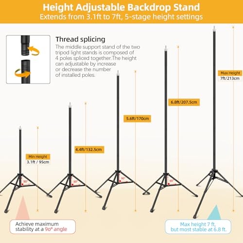Backdrop Stand 10x7ft(WxH)- 7 Widths Photo Studio Adjustable Background Stand