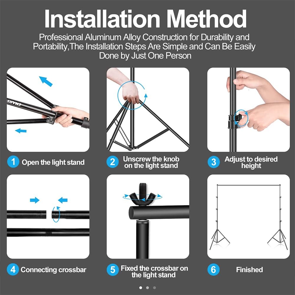 Photo Backdrop Stand kit, 10 x 12 ft Back Drop Adjustable Frame for Photograp…