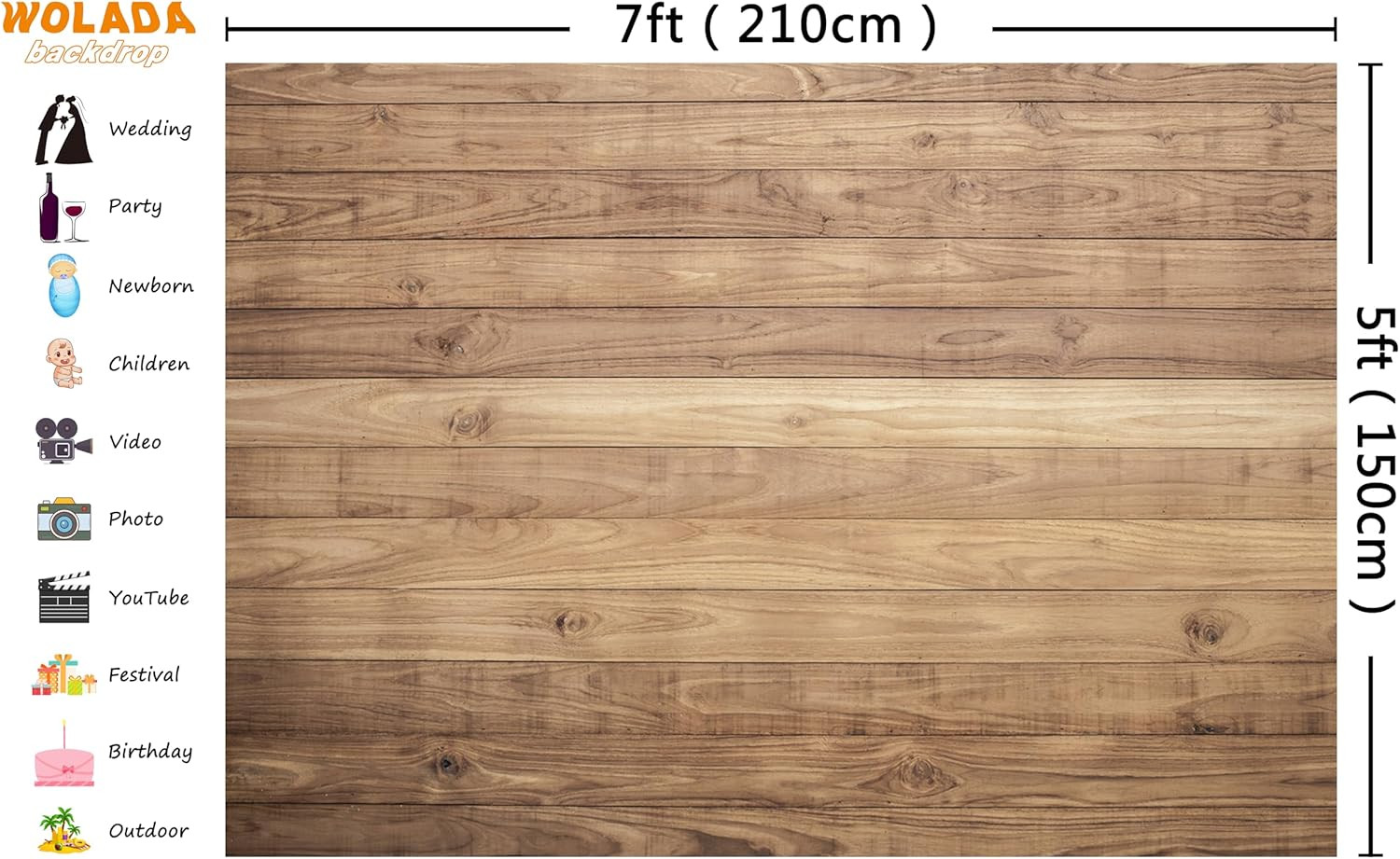 Natural Light Brown Wood Plank Photography Backdrop Realistic Wooden Texture Pho