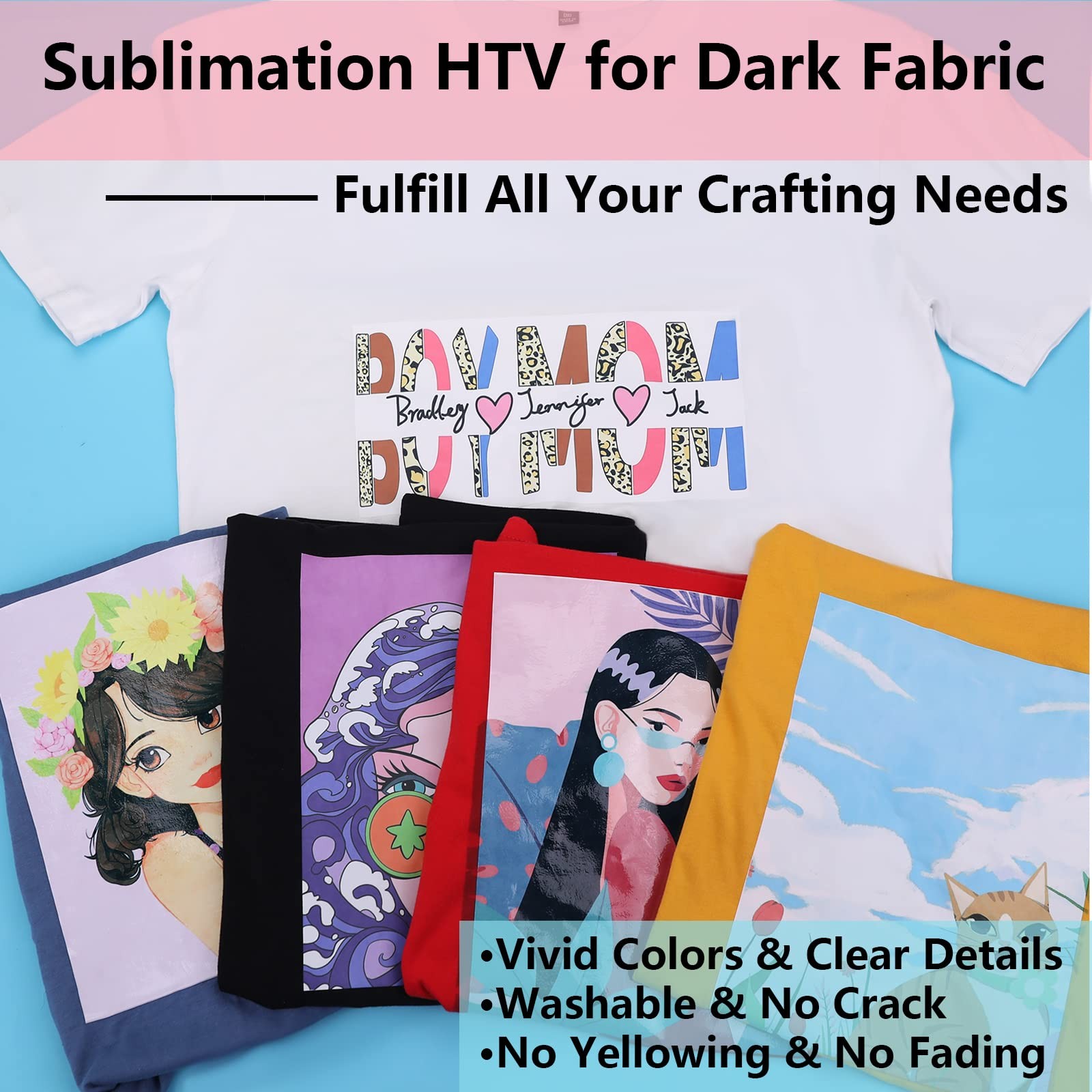 Sublimation Vinyl for Dark/Light Fabric – 12″ X 20FT Sublimation HTV Matte – …