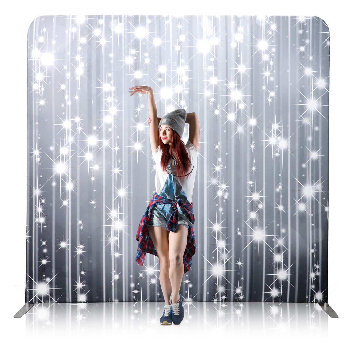 8×8 FT Tension Fabric Display Photography Backdrop Stand for Weddings Events