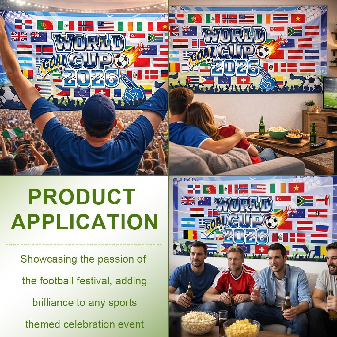 2026 World Cup Backdrop Banner Football Decor Background for Classroom, Office