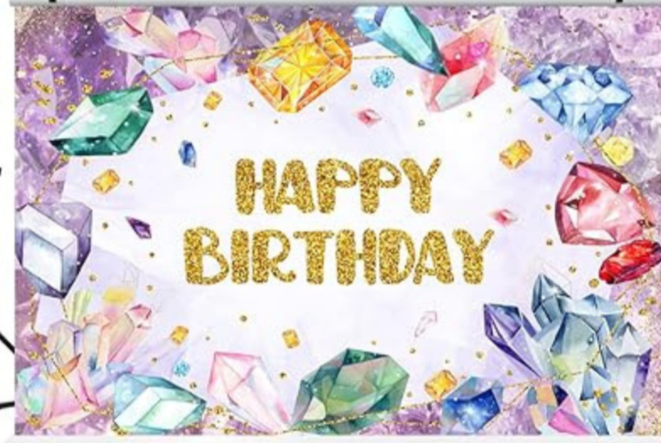Lofaris 5x3ft Purple Diamond Crystal Happy Birthday Backdrop Gemstone Party gift