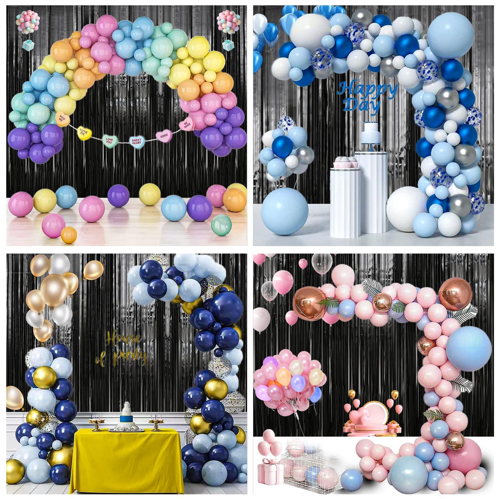 TenLaitech 3 Pack 3.3 x 9.9 ft Black Foil Fringe Backdrop 3 PCS,