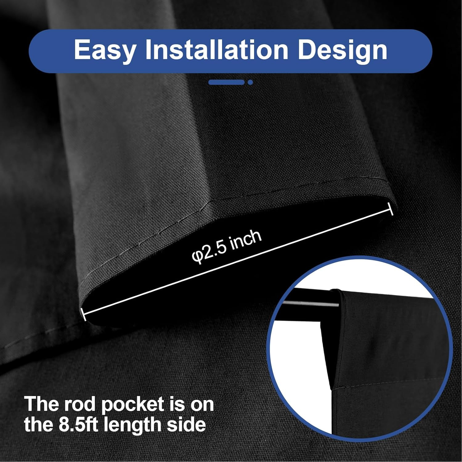 8.5x10ft Black Photo Backdrop Curtain Non Reflective Polyester Studio Screen