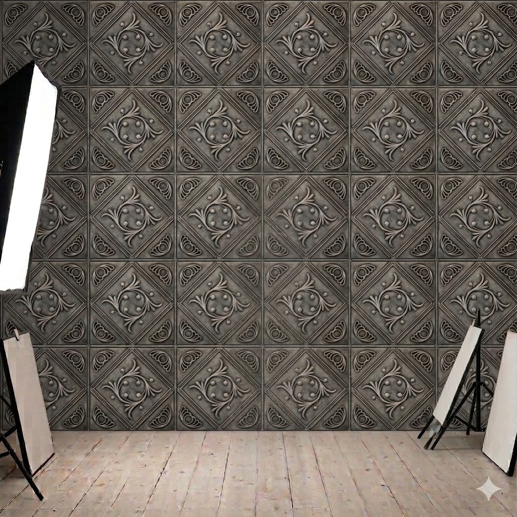 Photography Backdrop Background Foam 20×20 R2 Black Silver Ceiling Tiles Lot/8