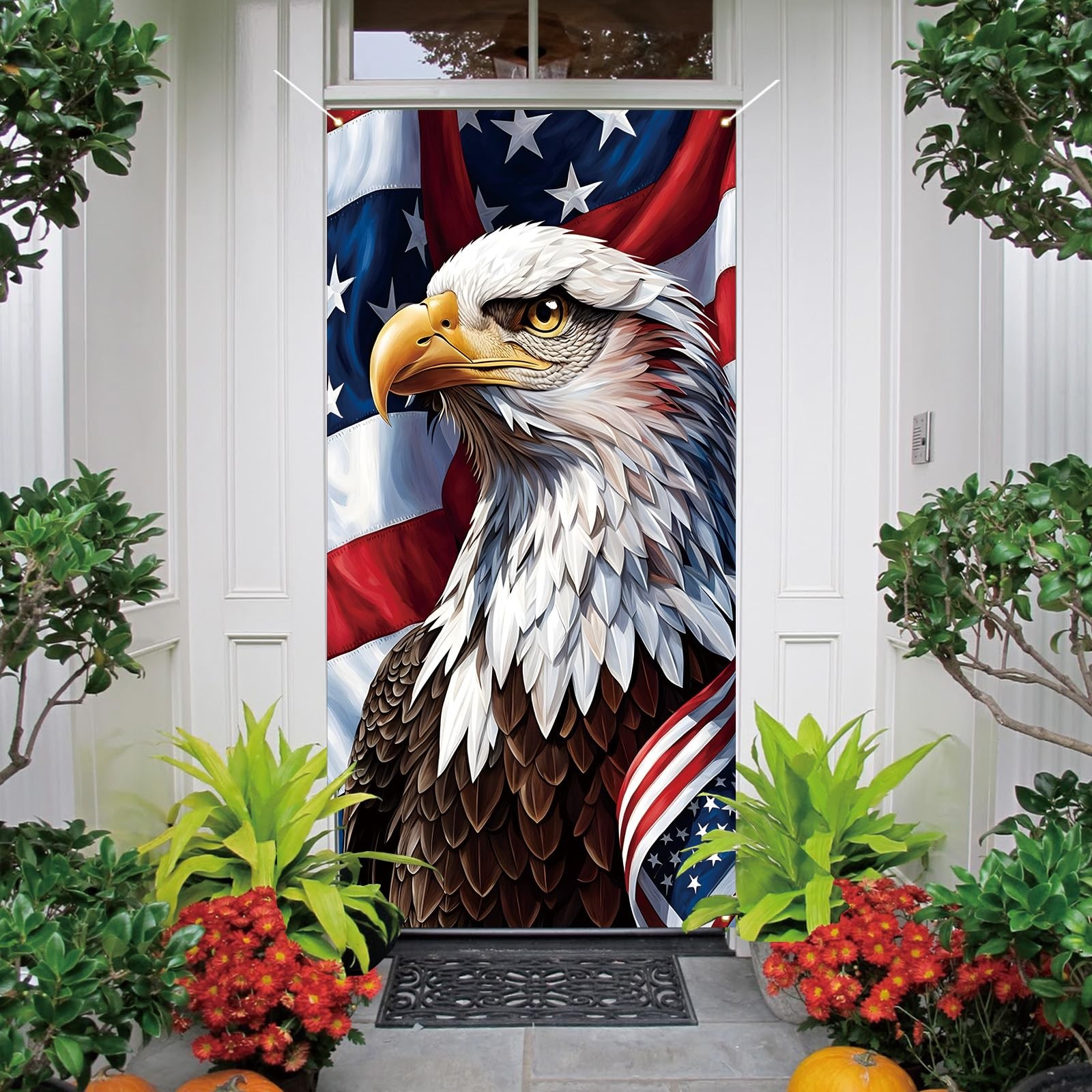 American Flag Eagle 72X36 Door Cover Banner 4th of July Outdoor Decor For Home