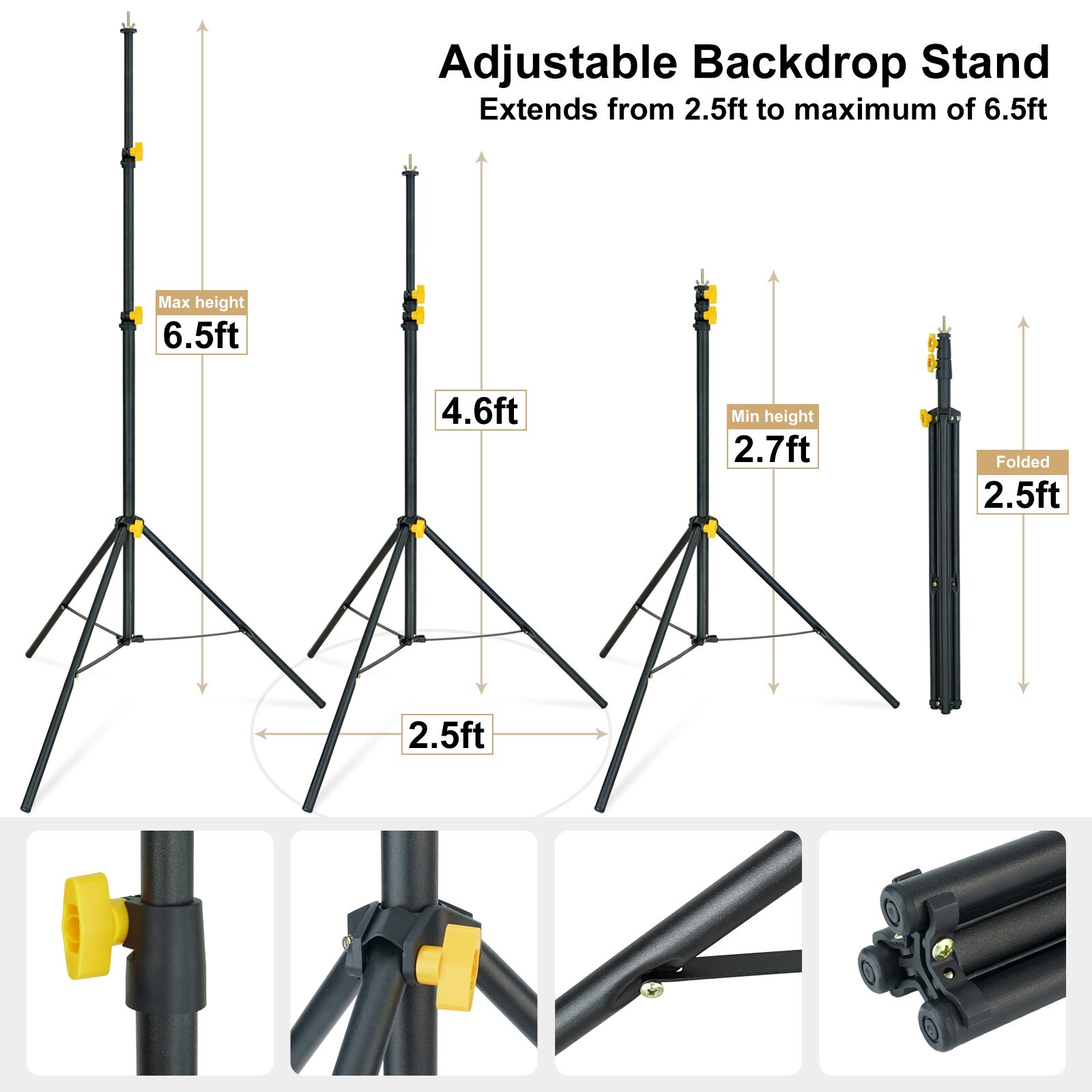 LINCO Adjustable Backdrop Support Stand Kit 10×6.5ft Background Support System