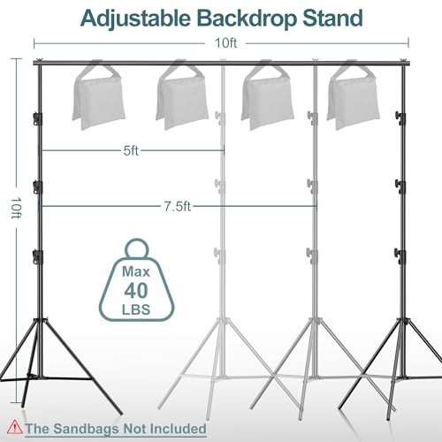 Photo Video Studio 10 x 10Ft Heavy Duty Adjustable Backdrop Stand,Background