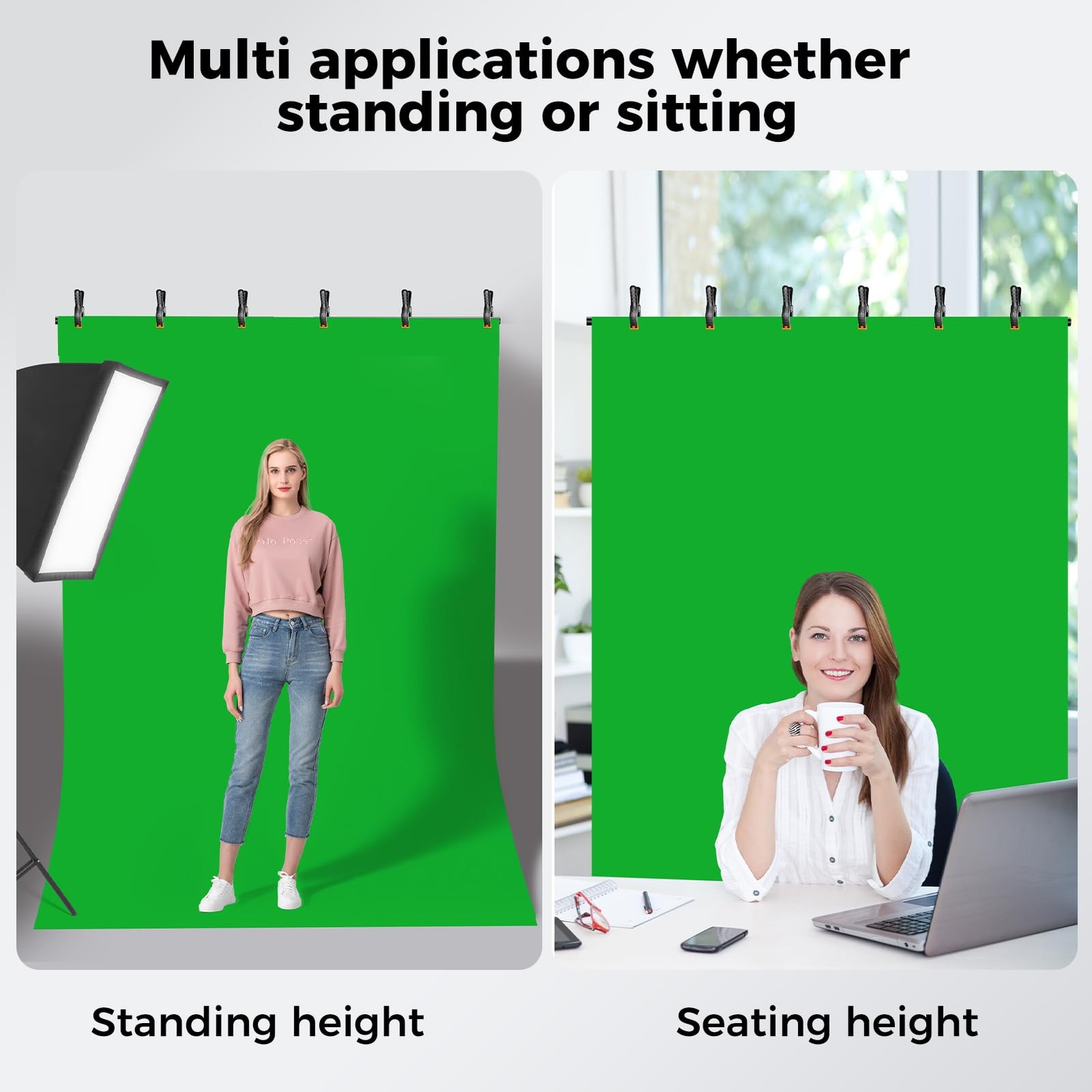 EMART Green Screen Backdrop Kit 5×6.5ft with Stand & Clamps